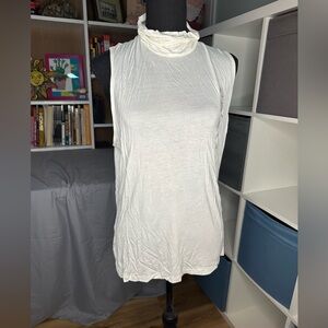 H&M White Sleeveless Mock Neck